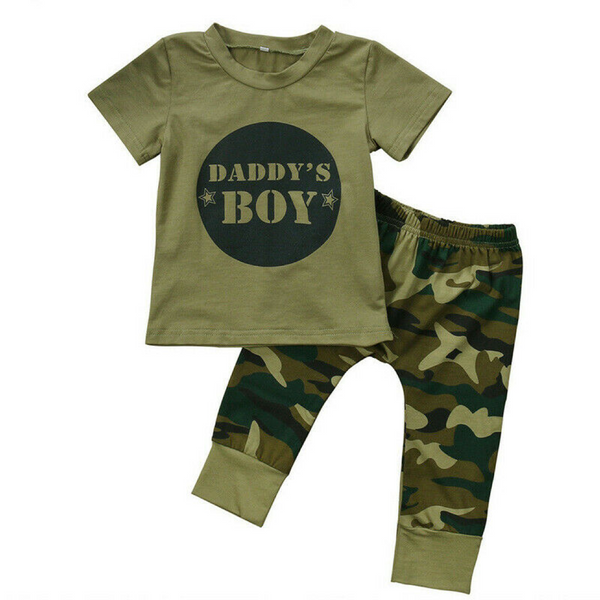 Baby Two-Piece T-Shirt & Camouflage Print Jogger Set