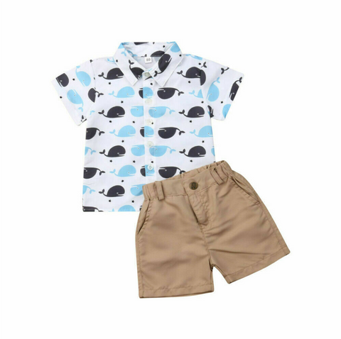 Baby Boys Two Piece Shortsleeve Shirt and Shorts Set 