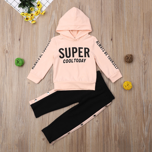 Girls Fashion Cotton Blend Hoodie and Trackpants Set