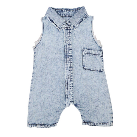 Baby Denim Shortsleeved Jumpsuit